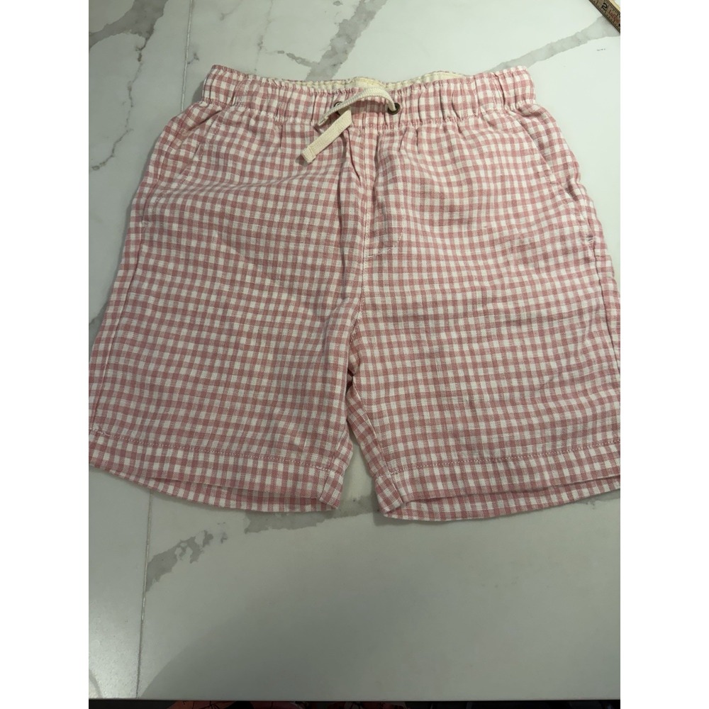 Crewcuts Pink Gingham Linen Dock Shorts Boys Sz 10 Nautical Preppy Picnic NWT!
